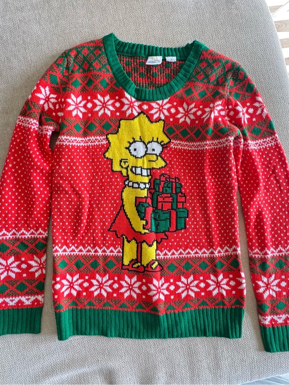 Lisa Simpson Christmas Ugly Sweater Holiday Knit Pullover Size Small